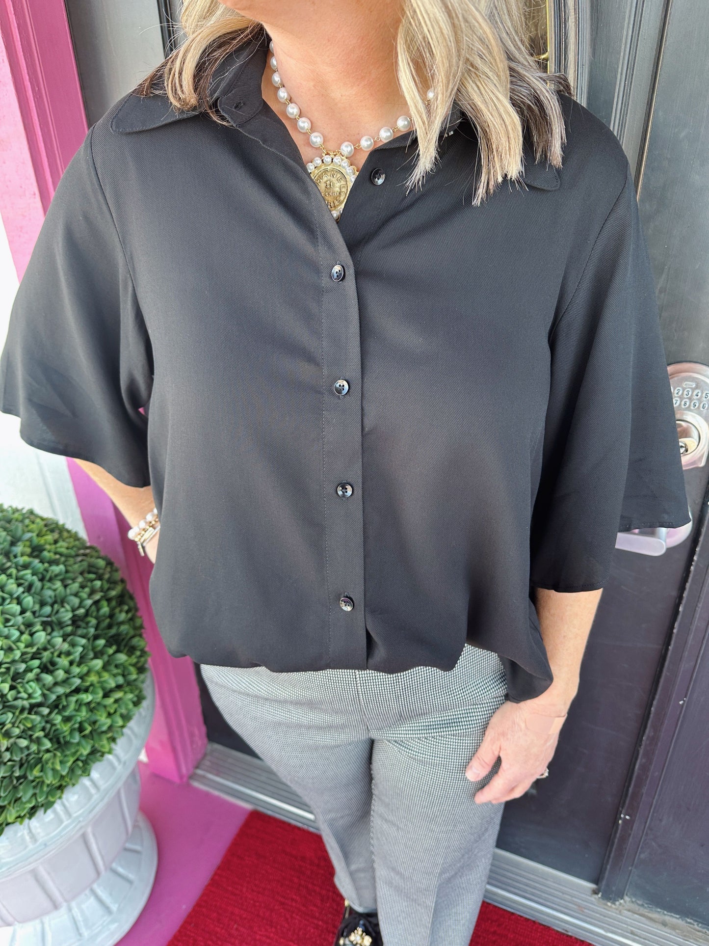 Black Pleated Back Jacelyn Top