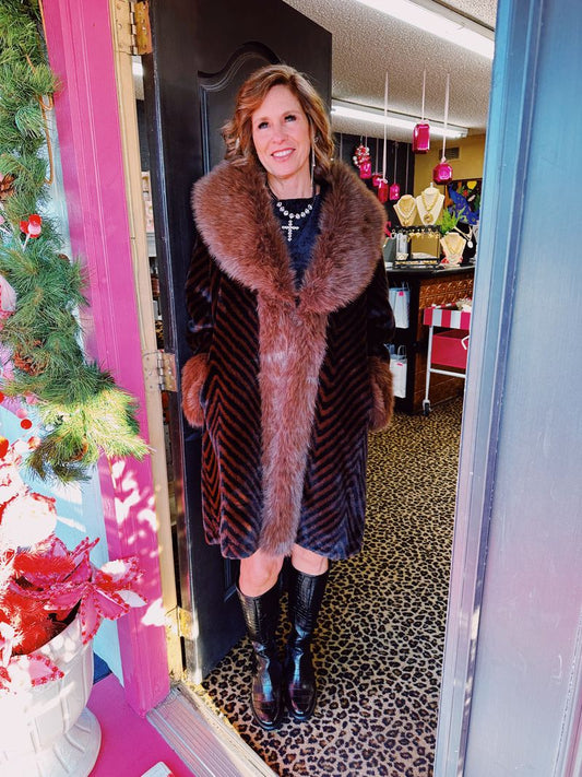 Brown Zebra Long Belt Jacket