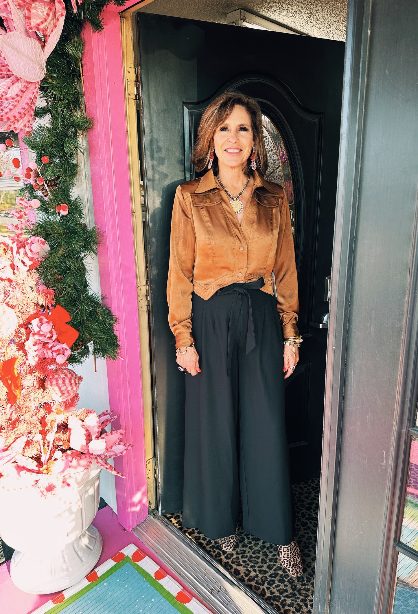 Black Belted Wide Leg Pant