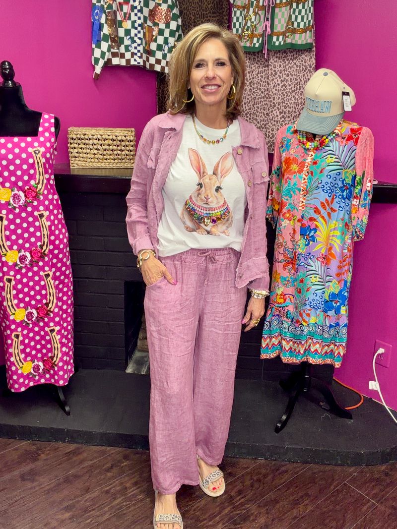 Bunny Rhinestone Collar Tee