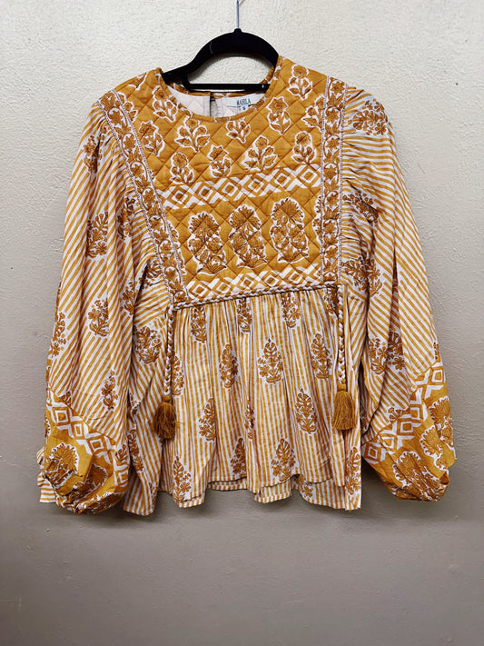 Alys Mustard Quilted LS Top