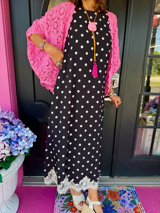 Black Polka Dot Midi w/Lace