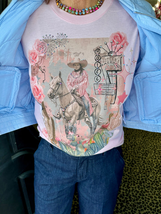 Pink Blinged Cowgirl Tee