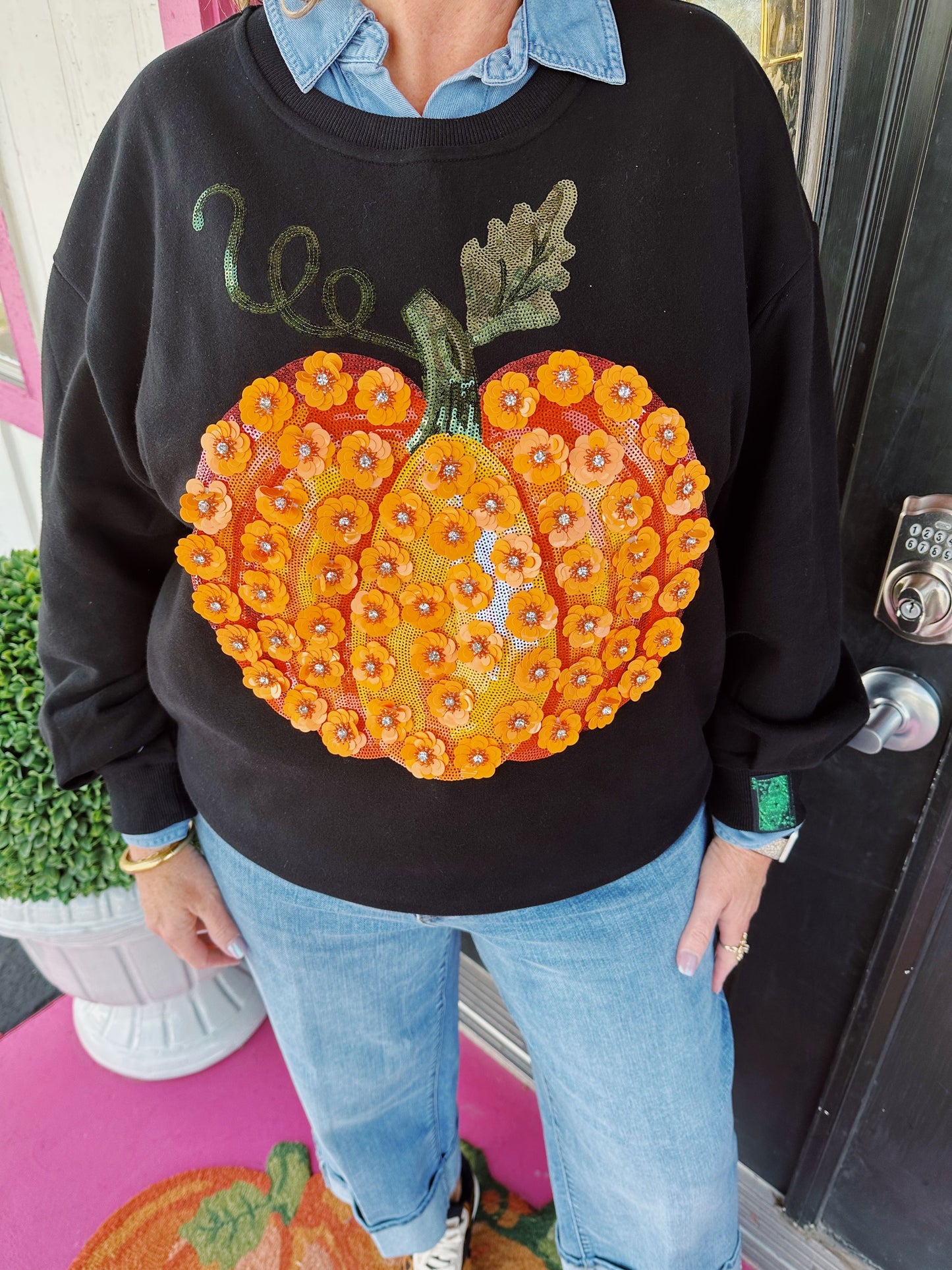 Black Flower Sequin Pumpkin SS