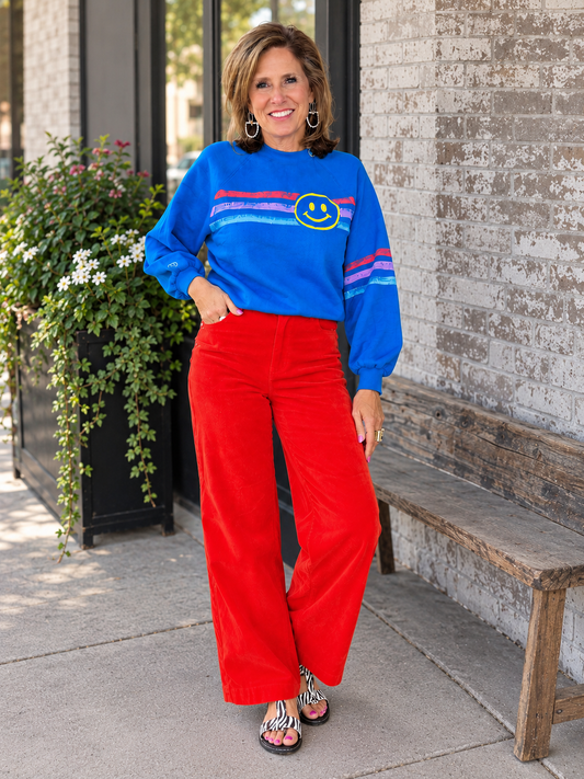 Tomato Red Corduroy Pants