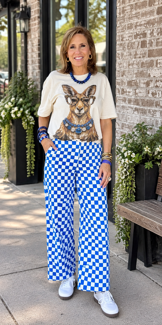 Royal Blue Checkered Pants
