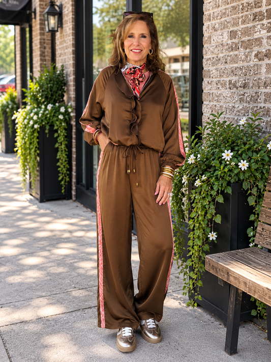 Brown Satin Track Set