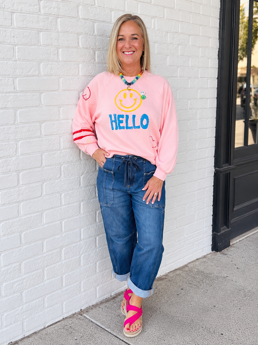 Pink Smiley Hello SS