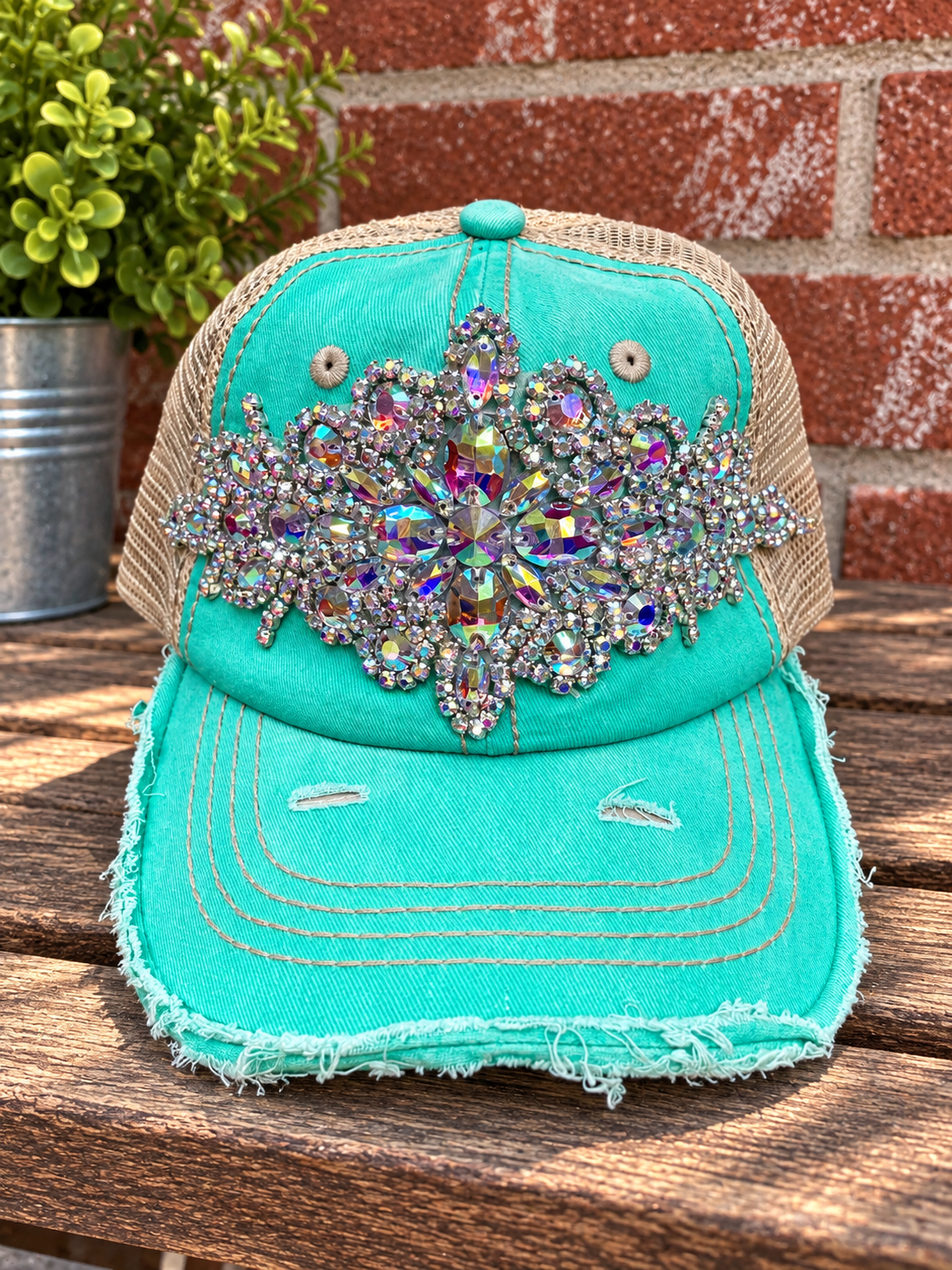 Large Rhinestone Cap