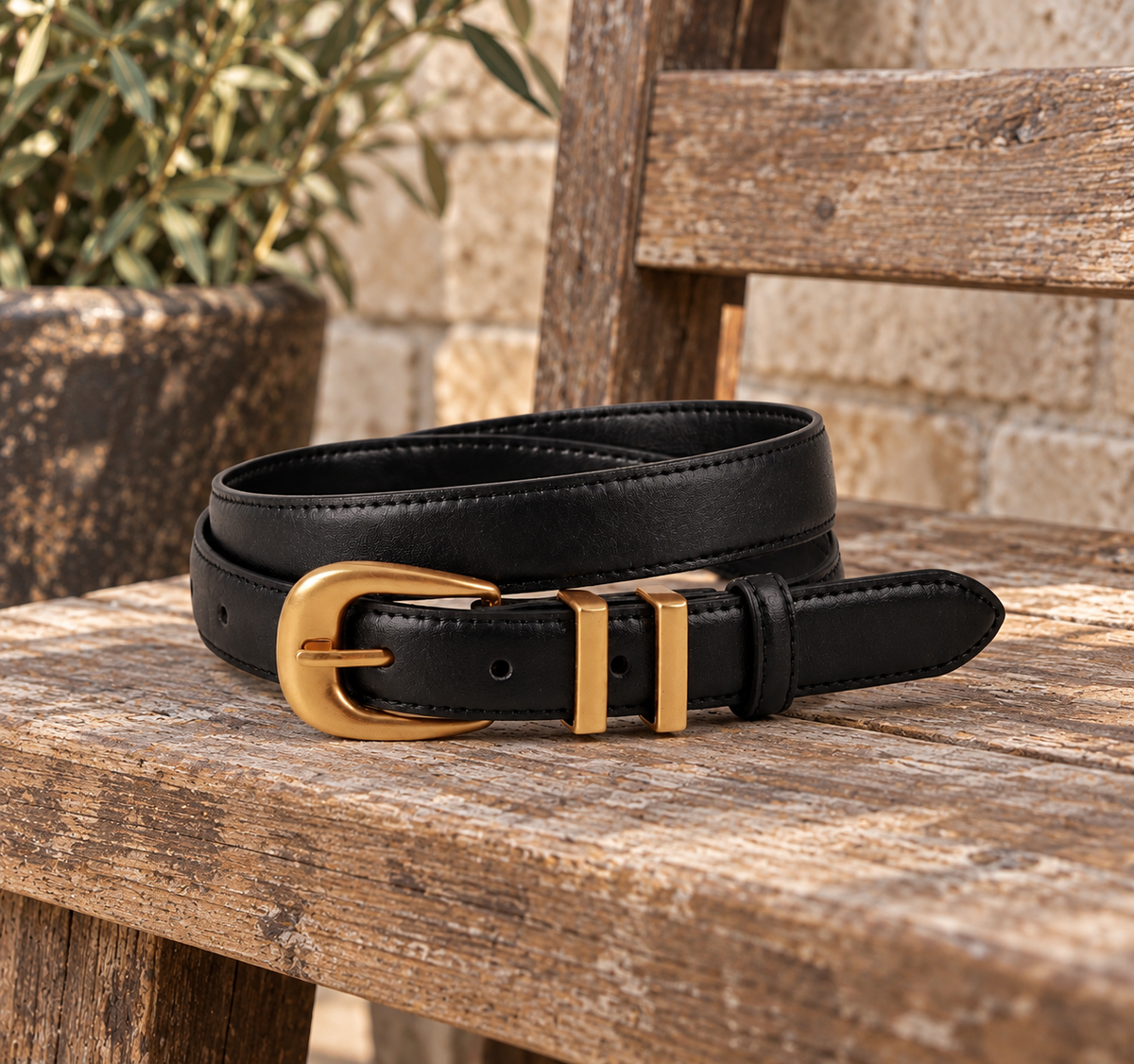 Thin Black Basic Belt