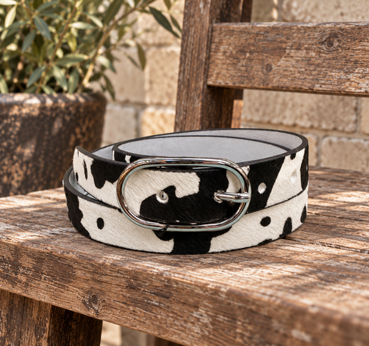 Thin Black Cowhide Belt