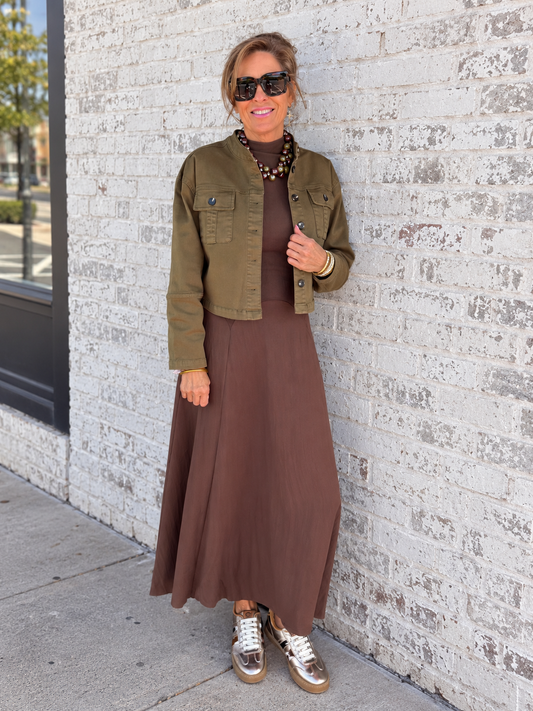 Brown Sleeveless Midi Dress