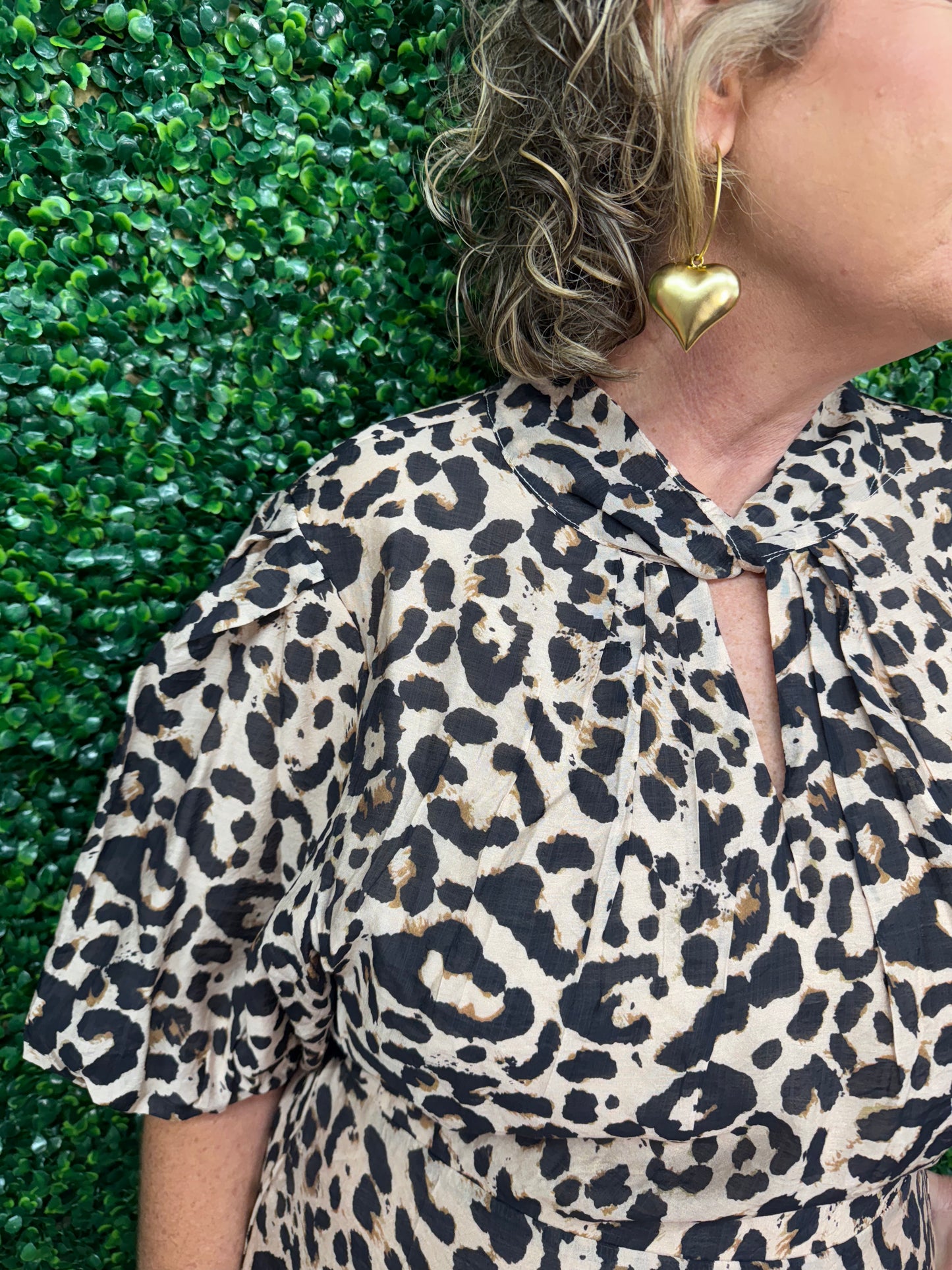 Cheetah Puff Sleeve Print Dress