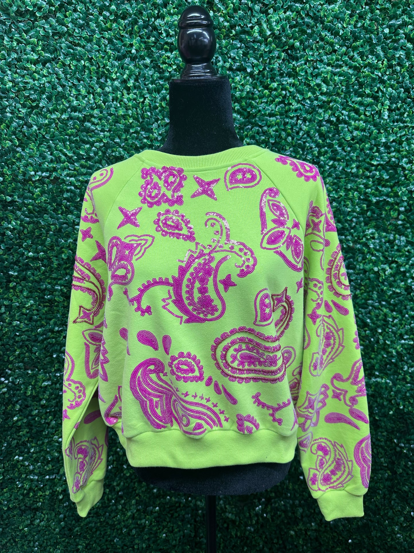 Neon Green & Pink Paisley SS