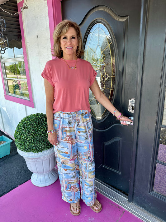 Aqua Drawstring Pant