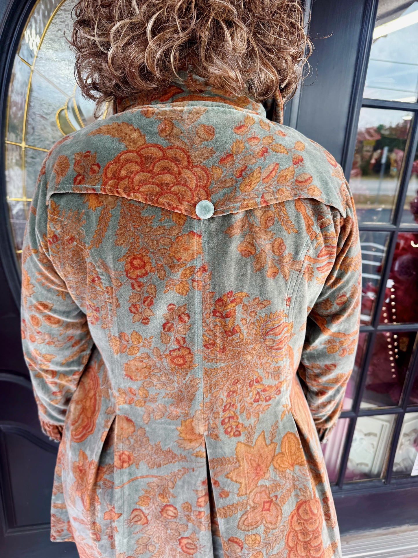Brown/Teal Velvet Rusching Jacket