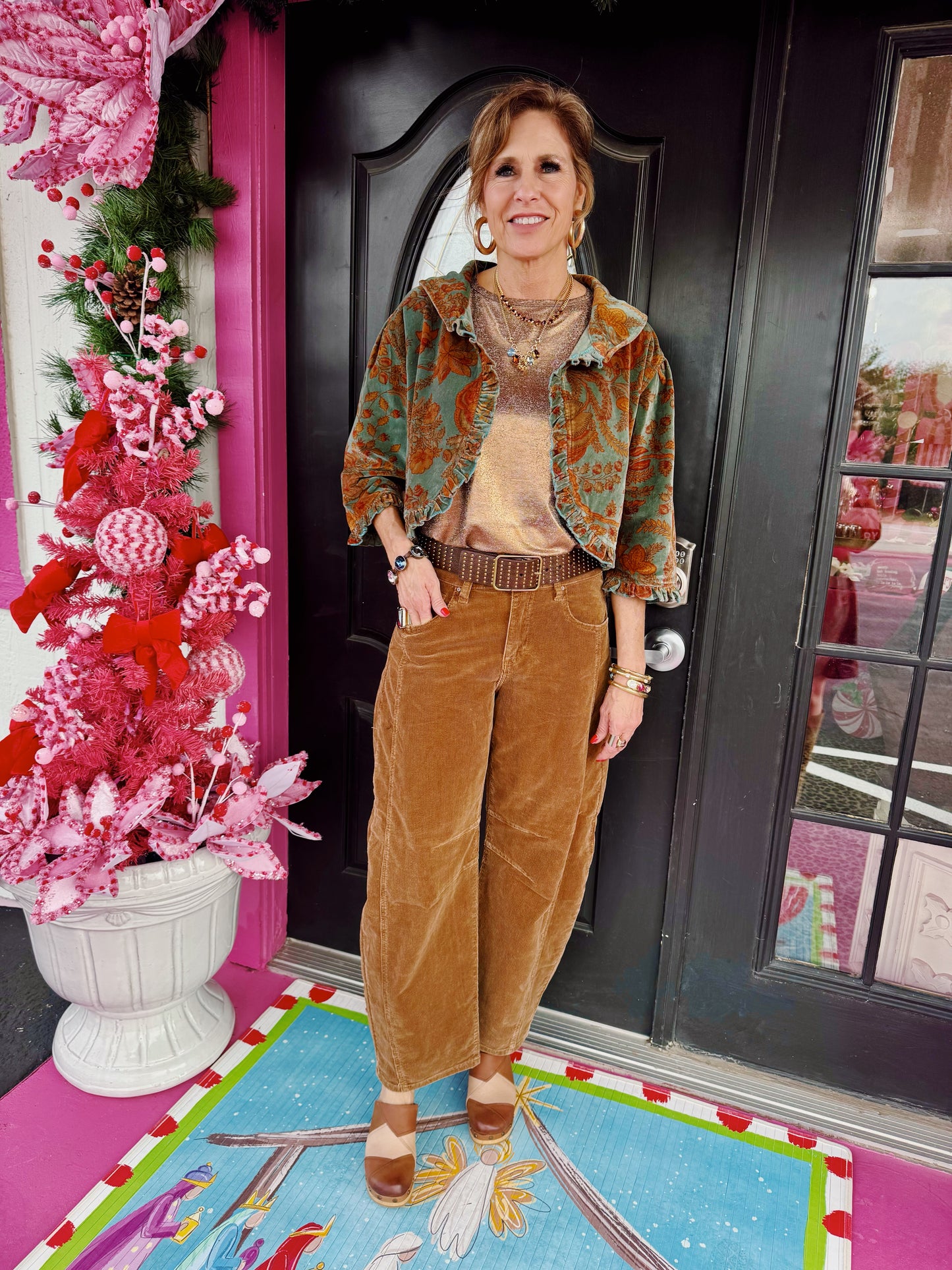 Brown/Teal Velvet Short Jacket OS