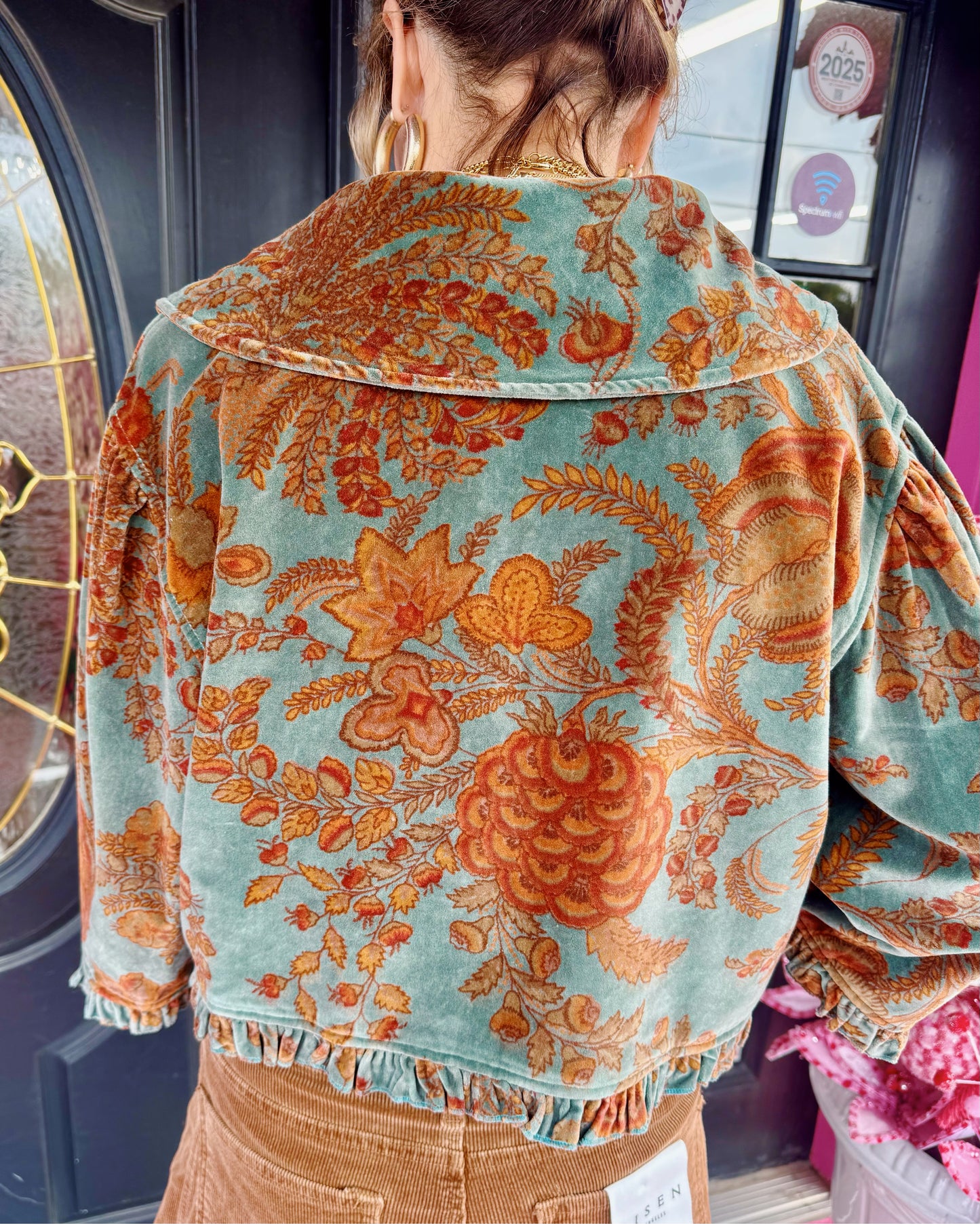 Brown/Teal Velvet Short Jacket OS