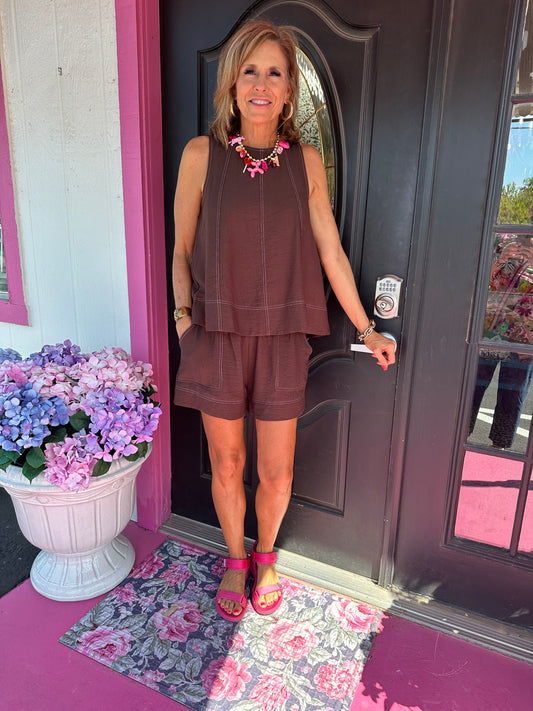 Brown Tank Short Set