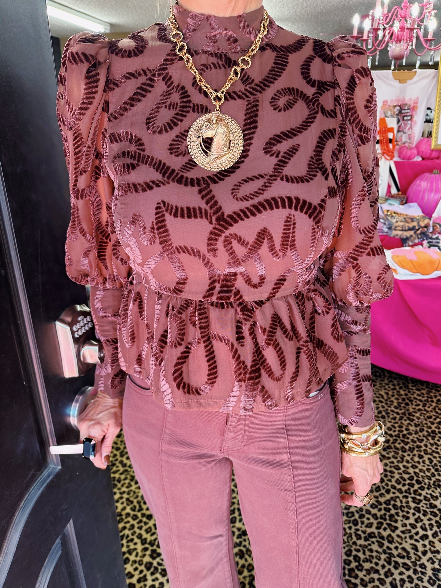 Zoe Velvet Burnout Rope Top