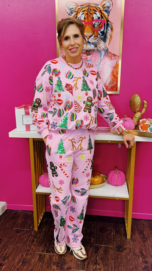 Pink Christmas Icons Sweatpant
