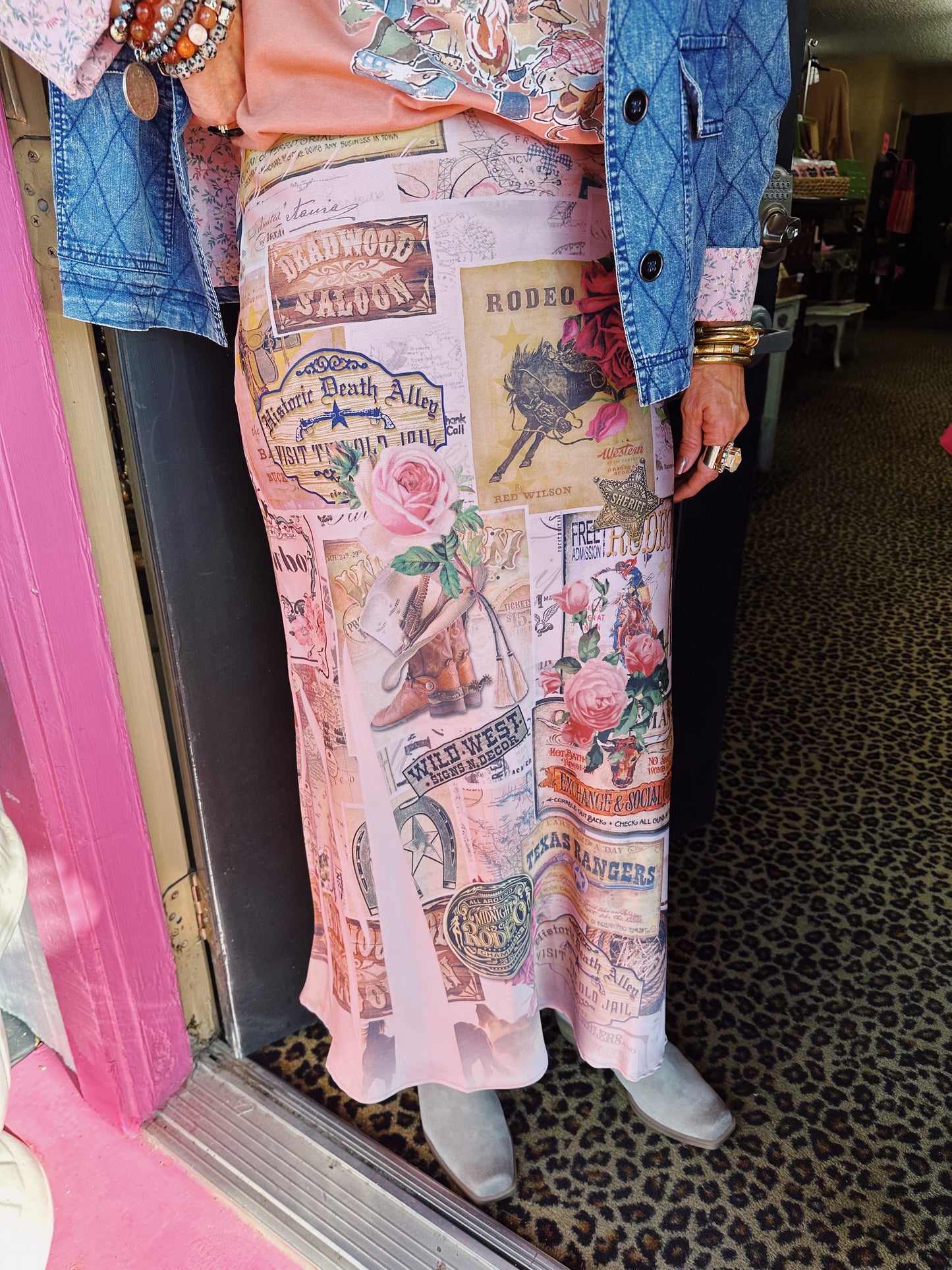 Rose West Long Satin Skirt