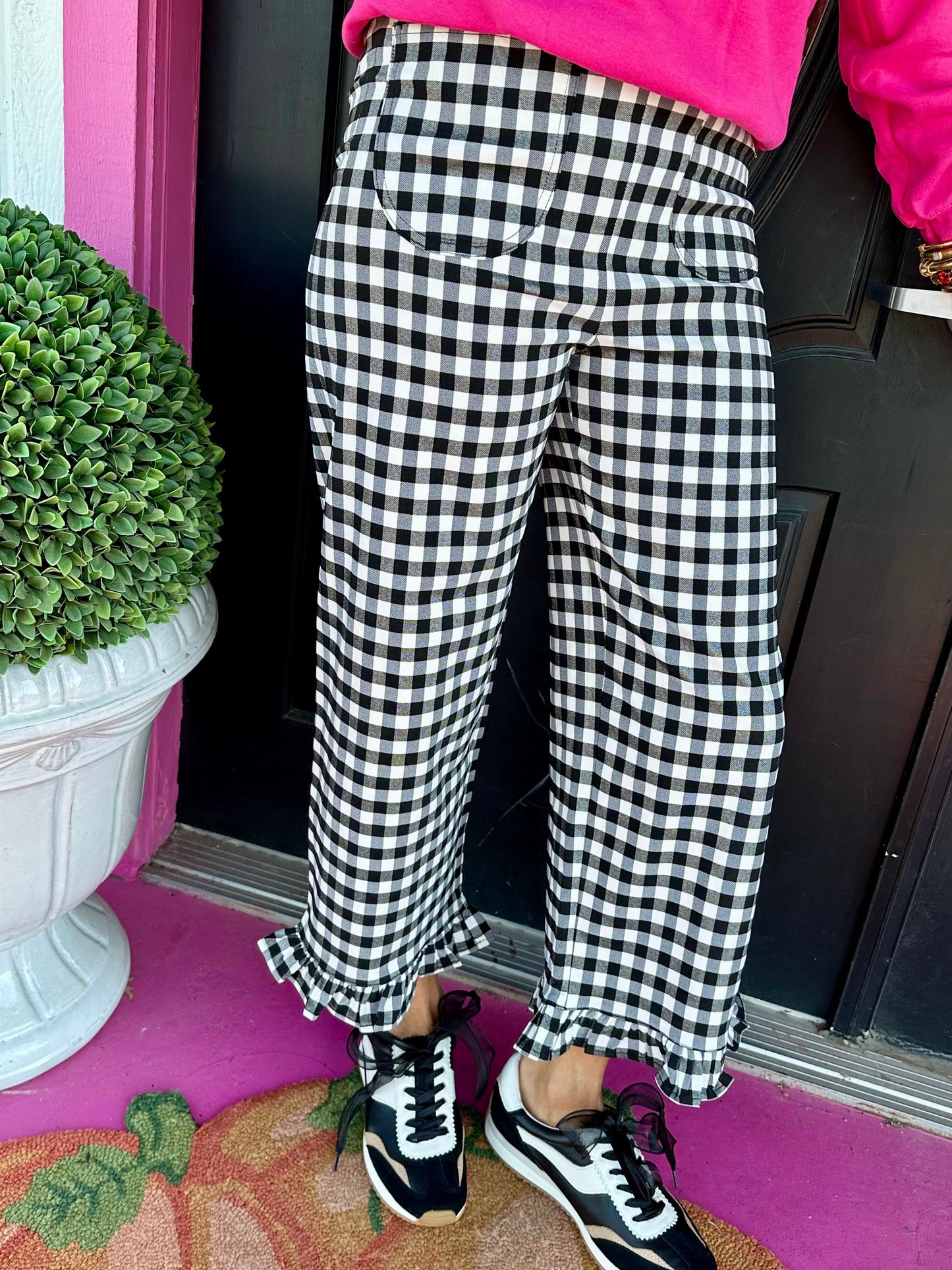 Black Gingham Ruffle Pant