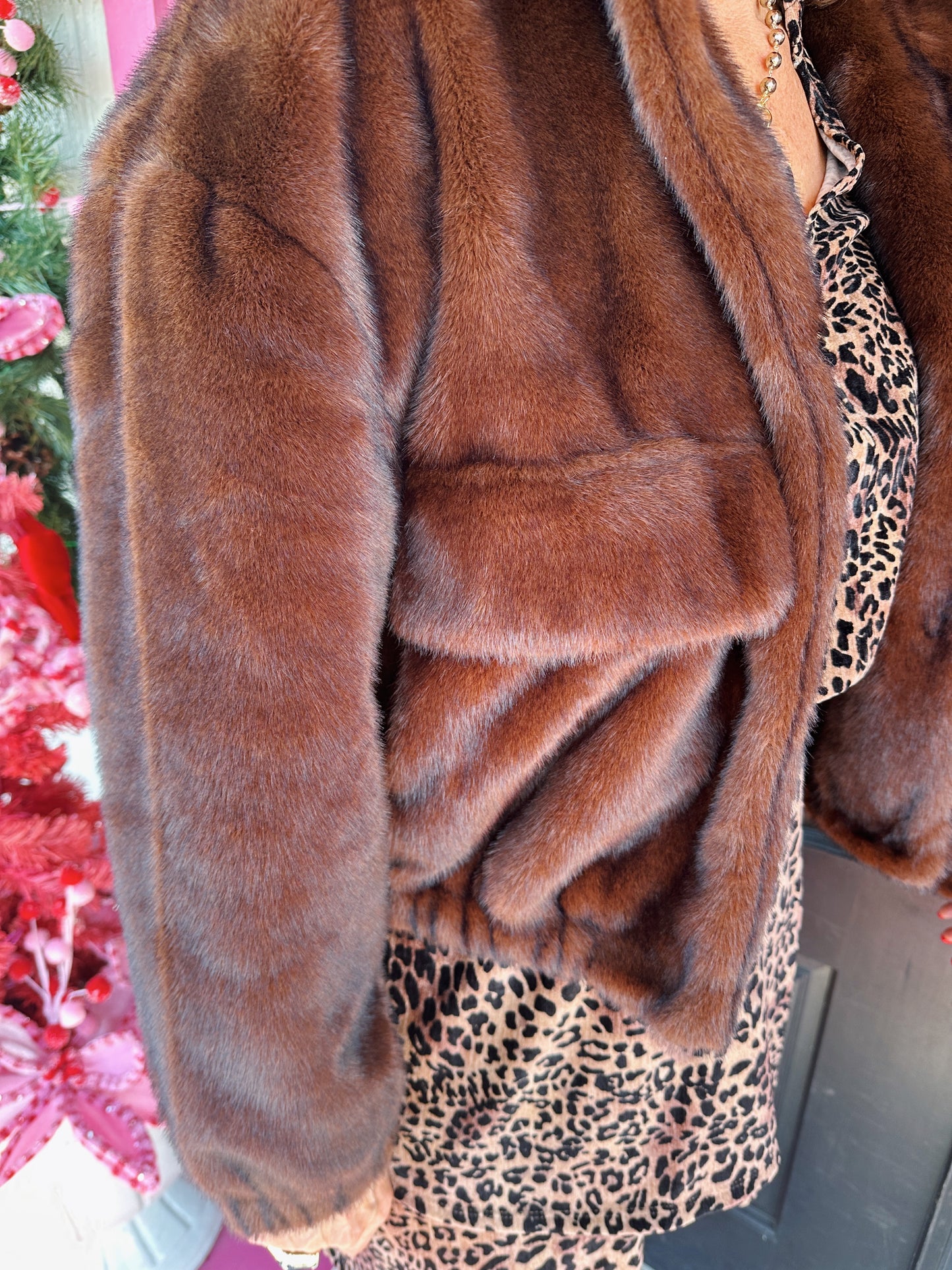 Chocolate Faux Mink Fur Jacket