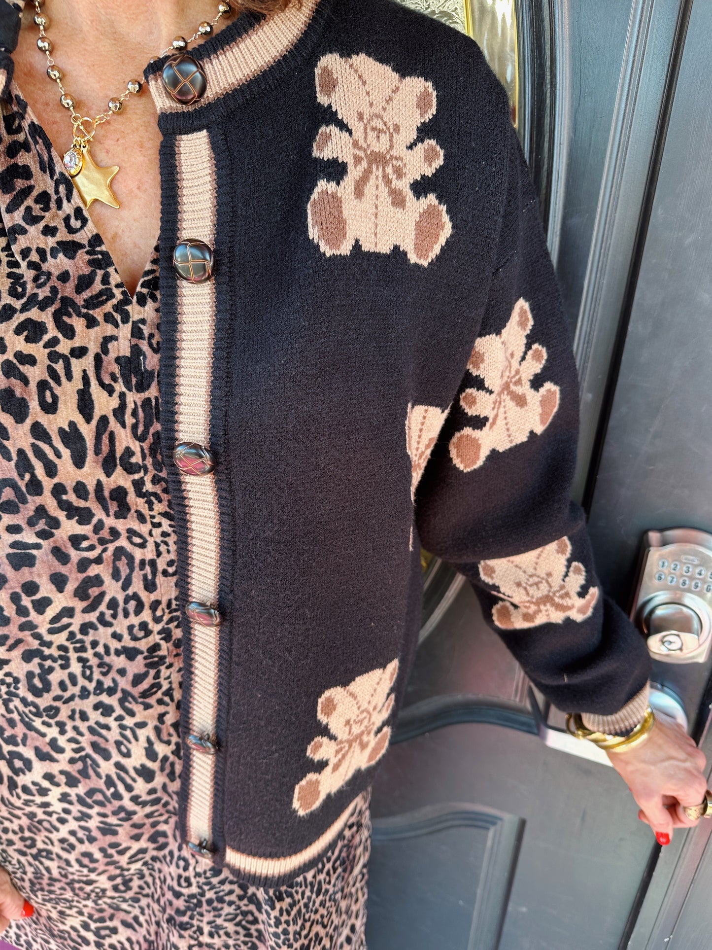 Black Teddy Bear Cardigan