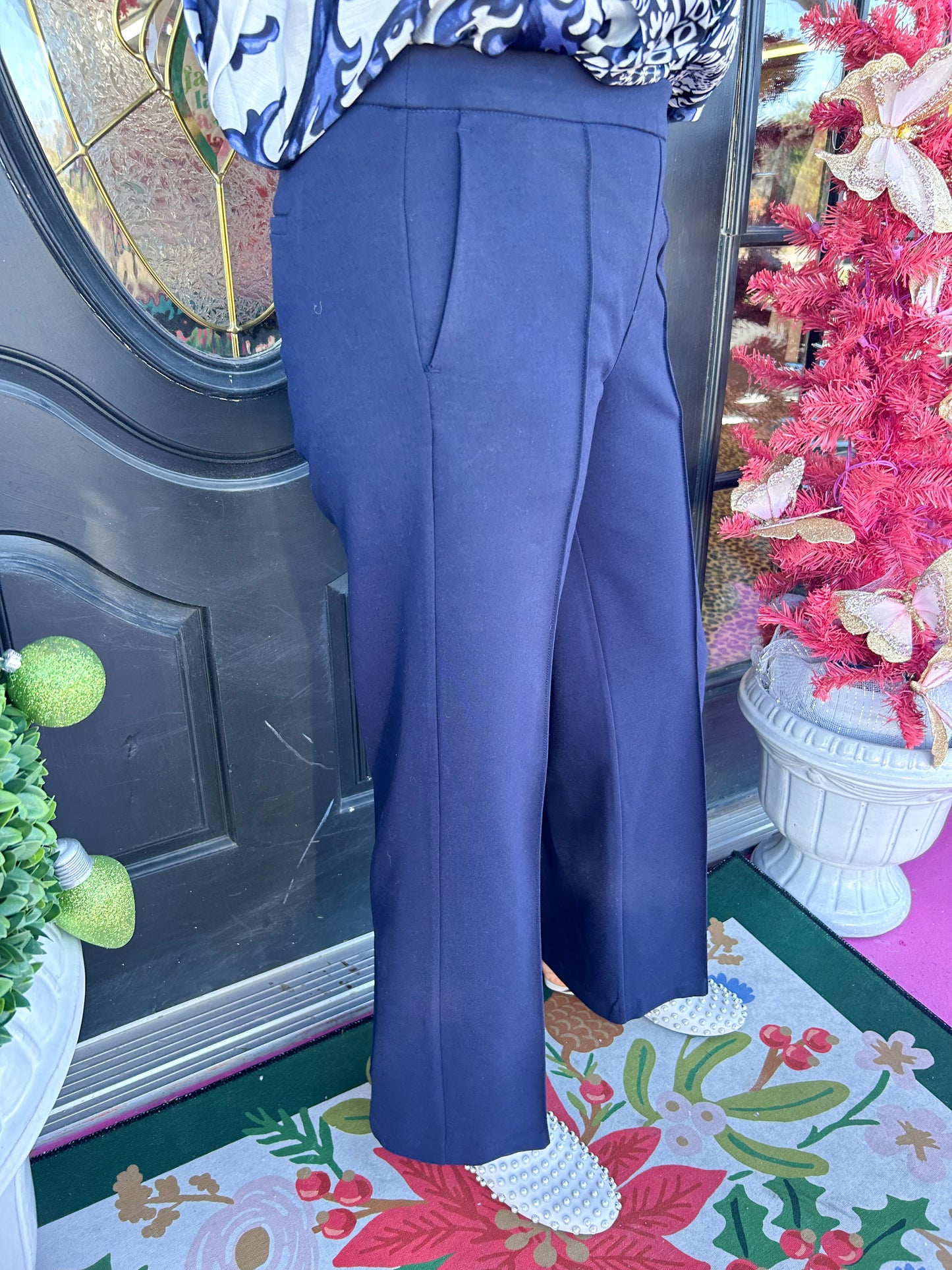 Cadet Blue Pull On Wide Leg