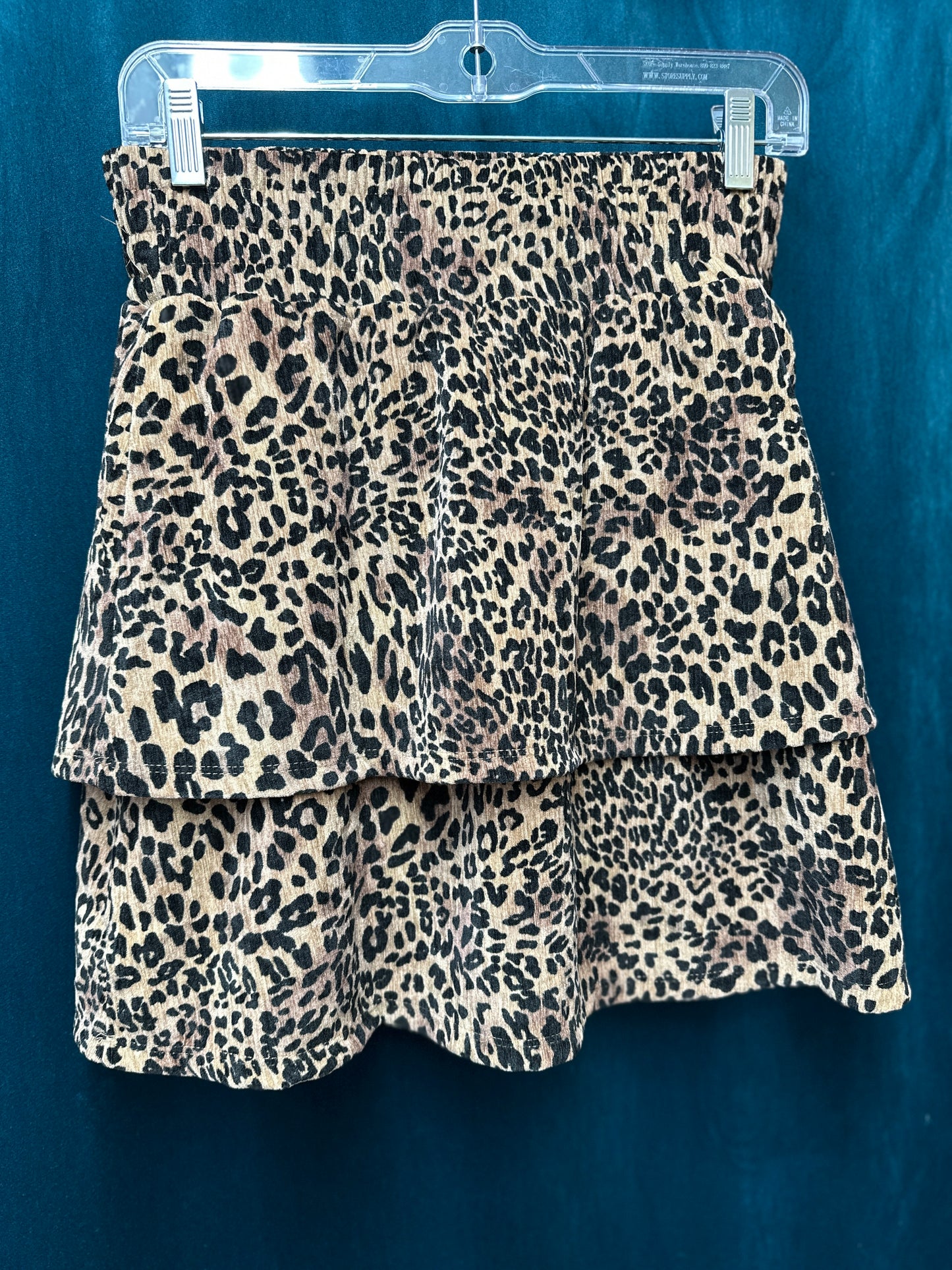 Leopard Ruffle Tier Short Skirt