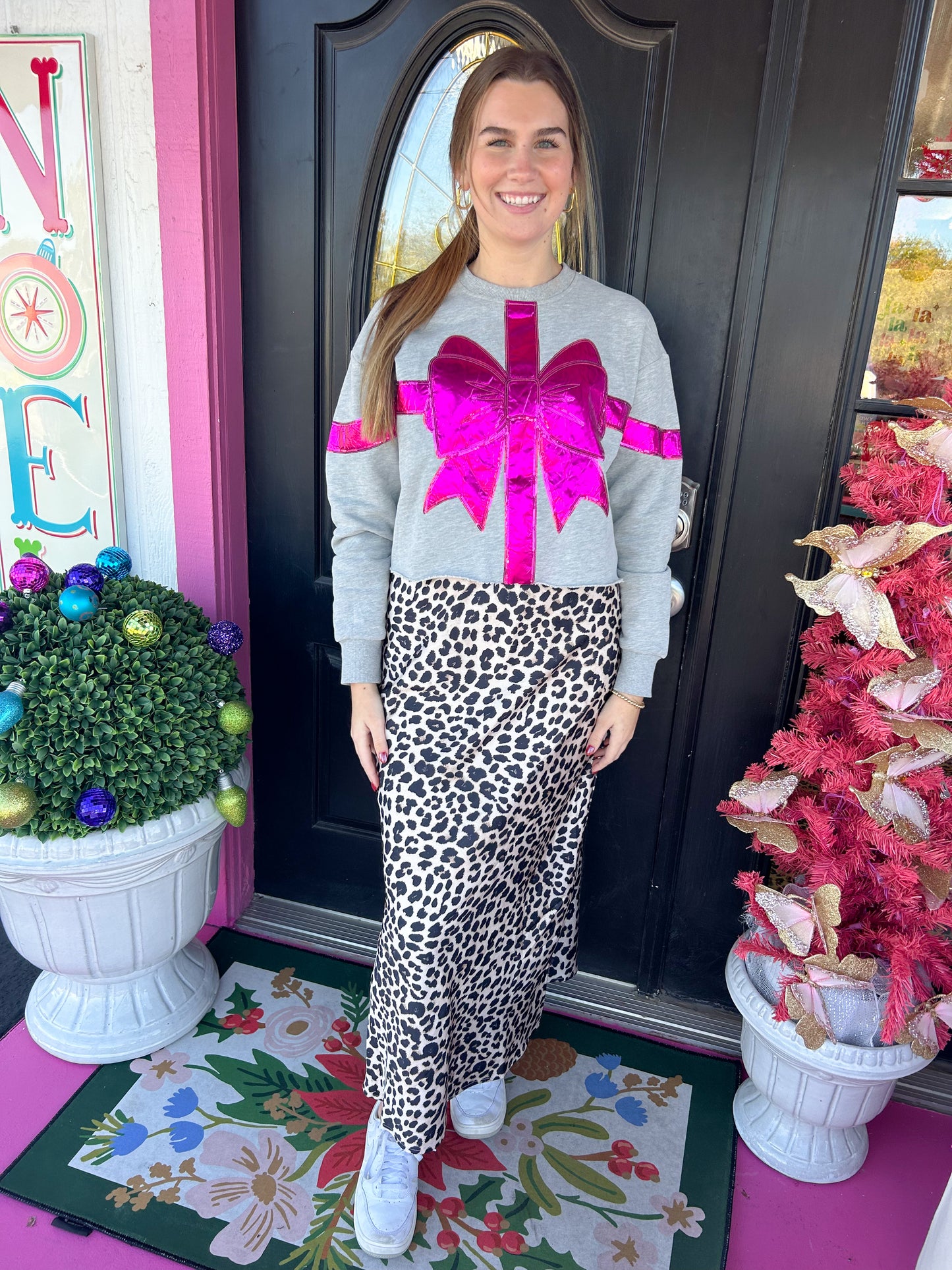 Lavender Wreath Crop Sweatshirt