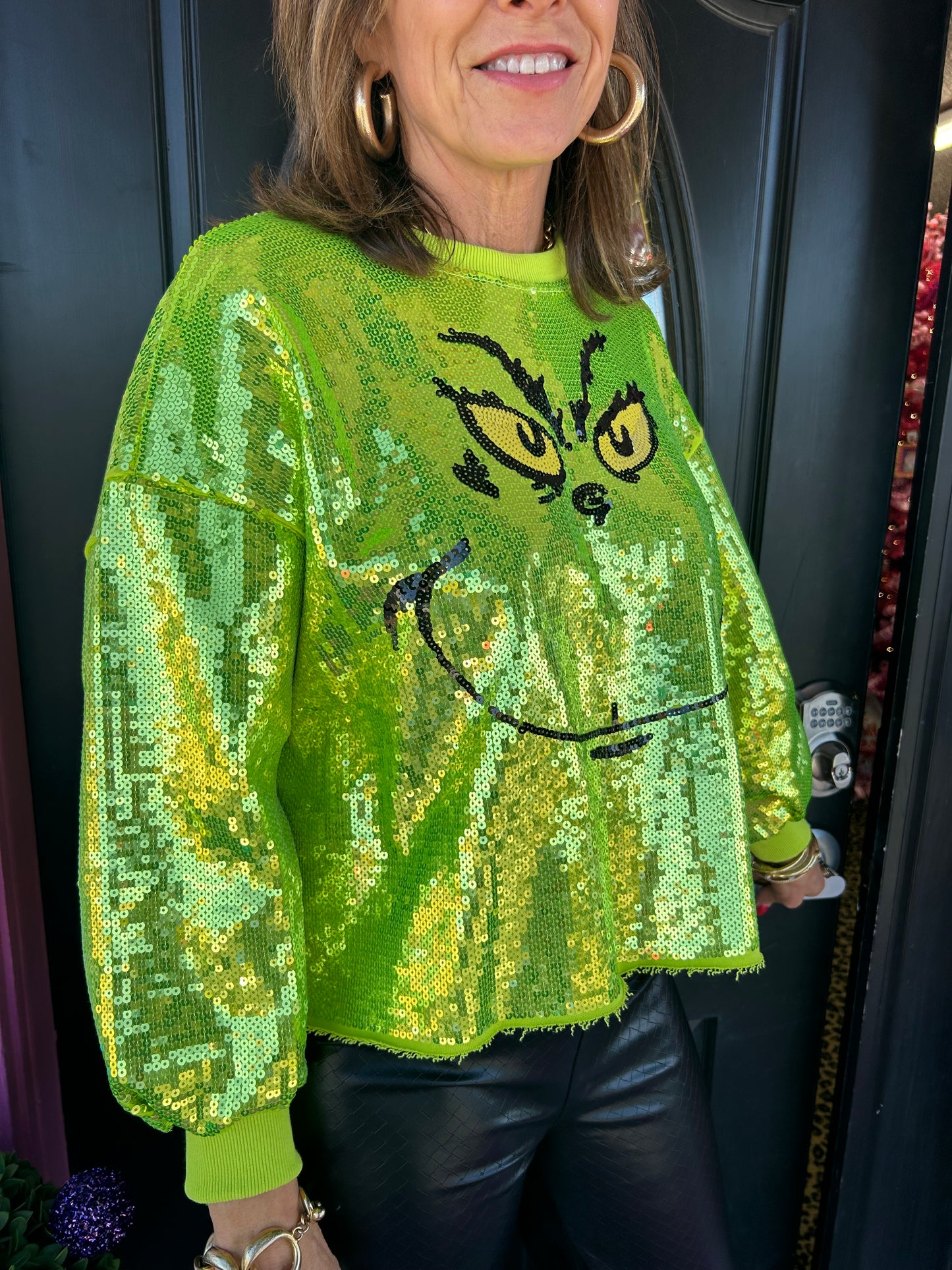 Green Grinch Sequin Sweatshirt