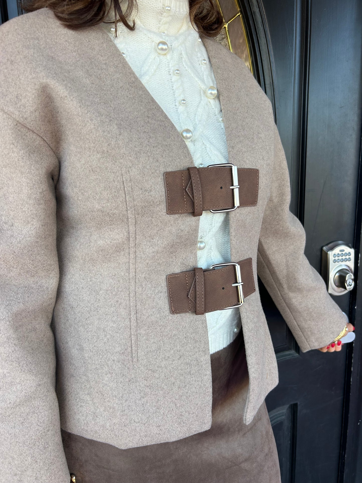 Tan/Brown Buckle Front Jacket