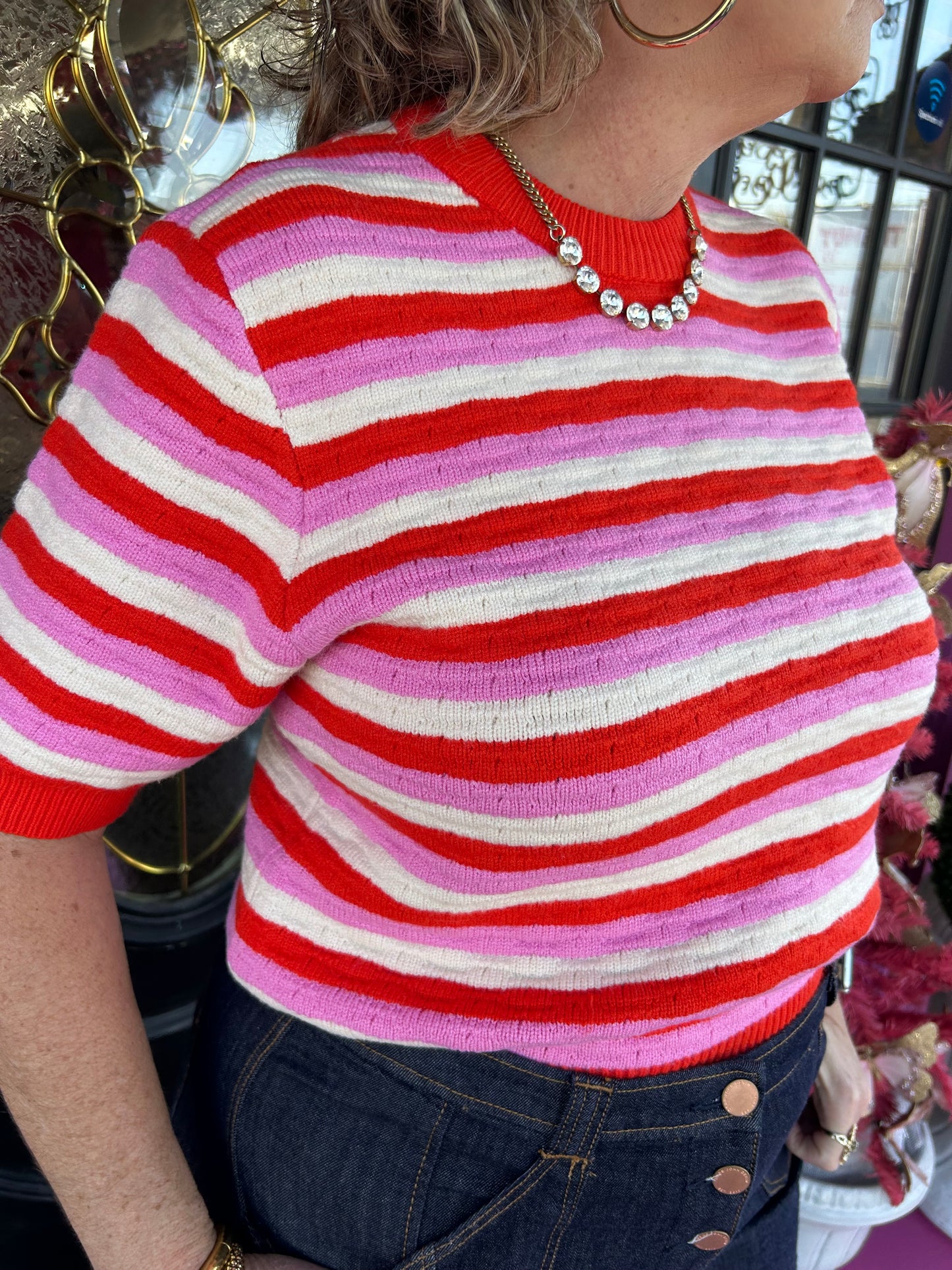 Pink/Orange Stripe Sweater