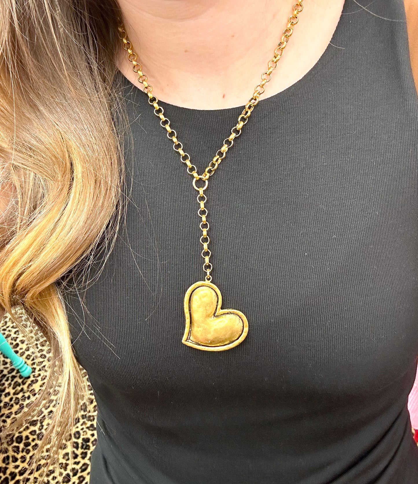 Gold Heart Drop Necklace