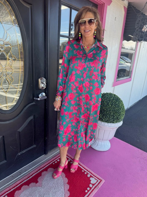 Green Jace Woven Print Dress