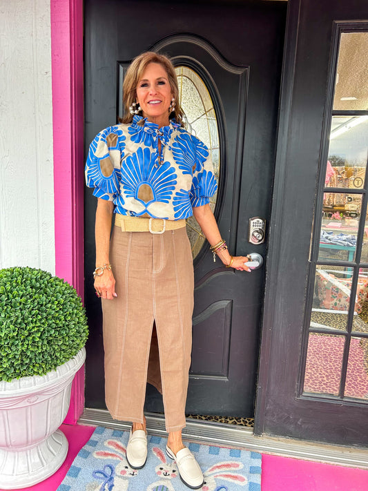 Elaine Blue Tie Top