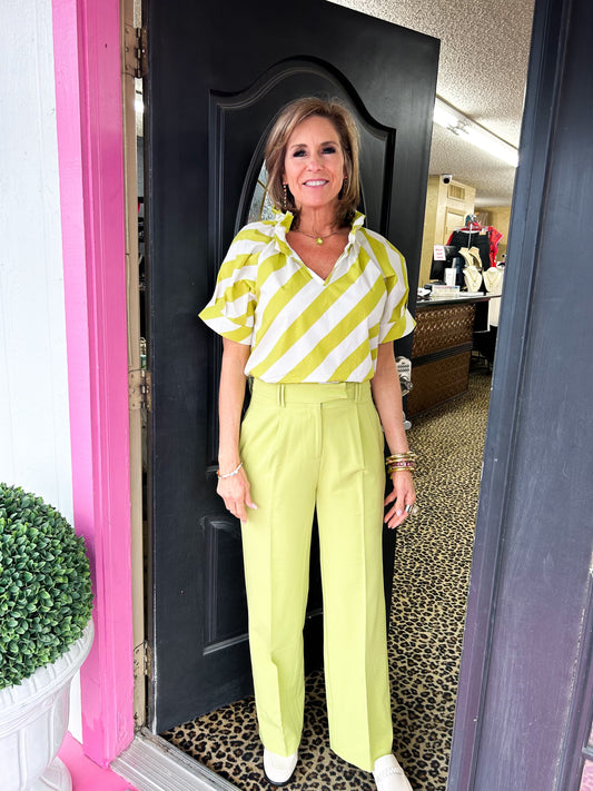 Blake Pistachio Stripes Top