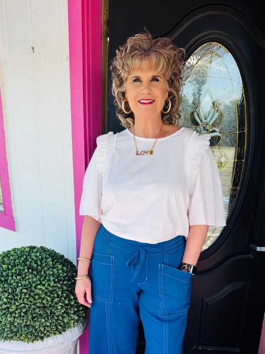 White Janita Cape Sleeve Top