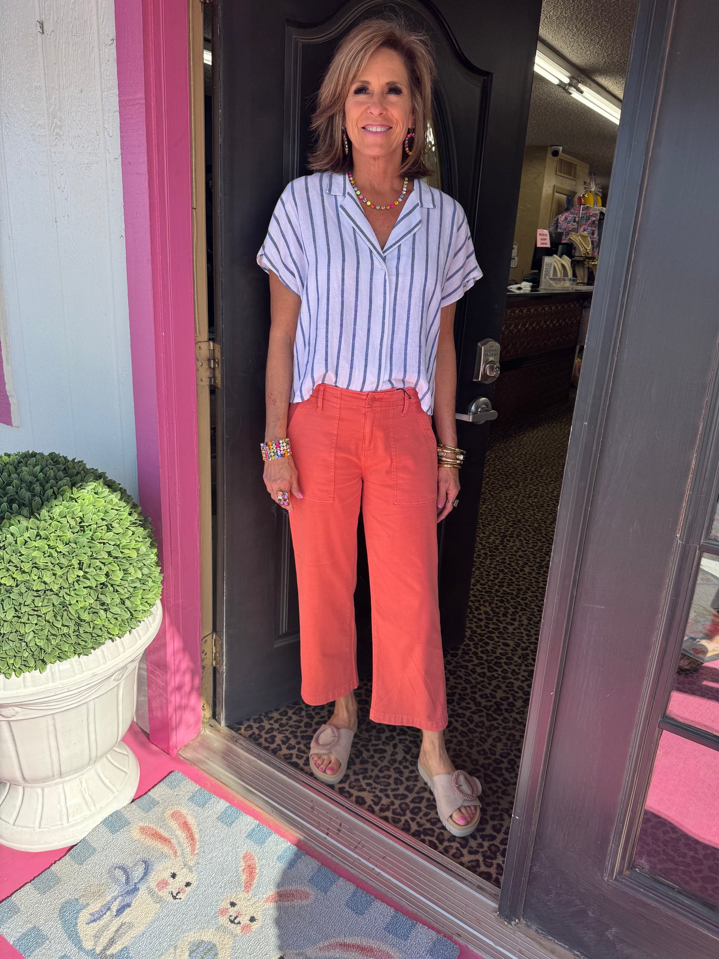 Papaya Cargo Wide Leg Crop