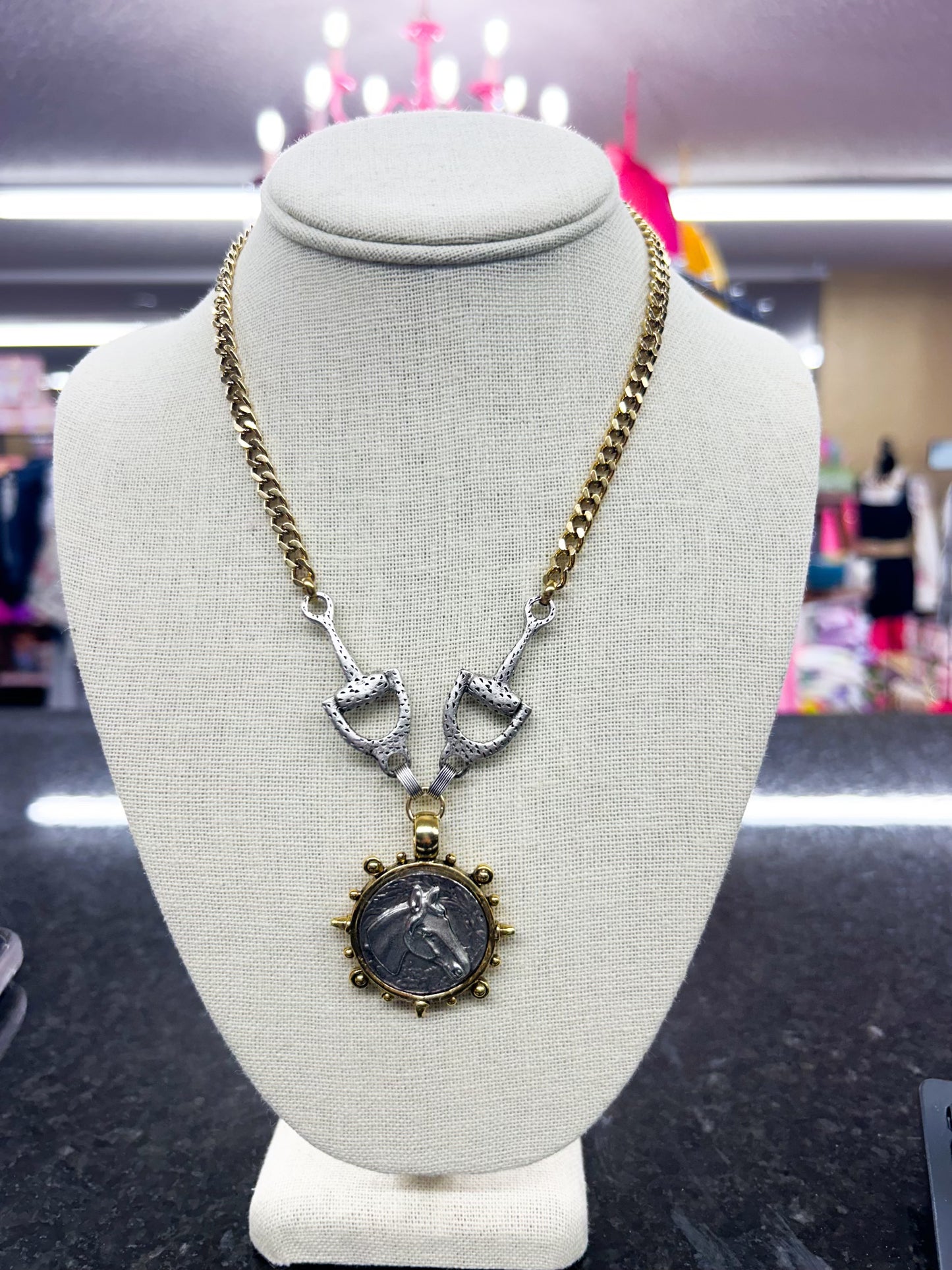 Gold/Silver Horse Coin Necklace