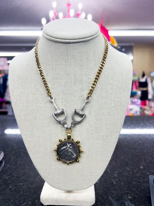 Gold/Silver Horse Coin Necklace