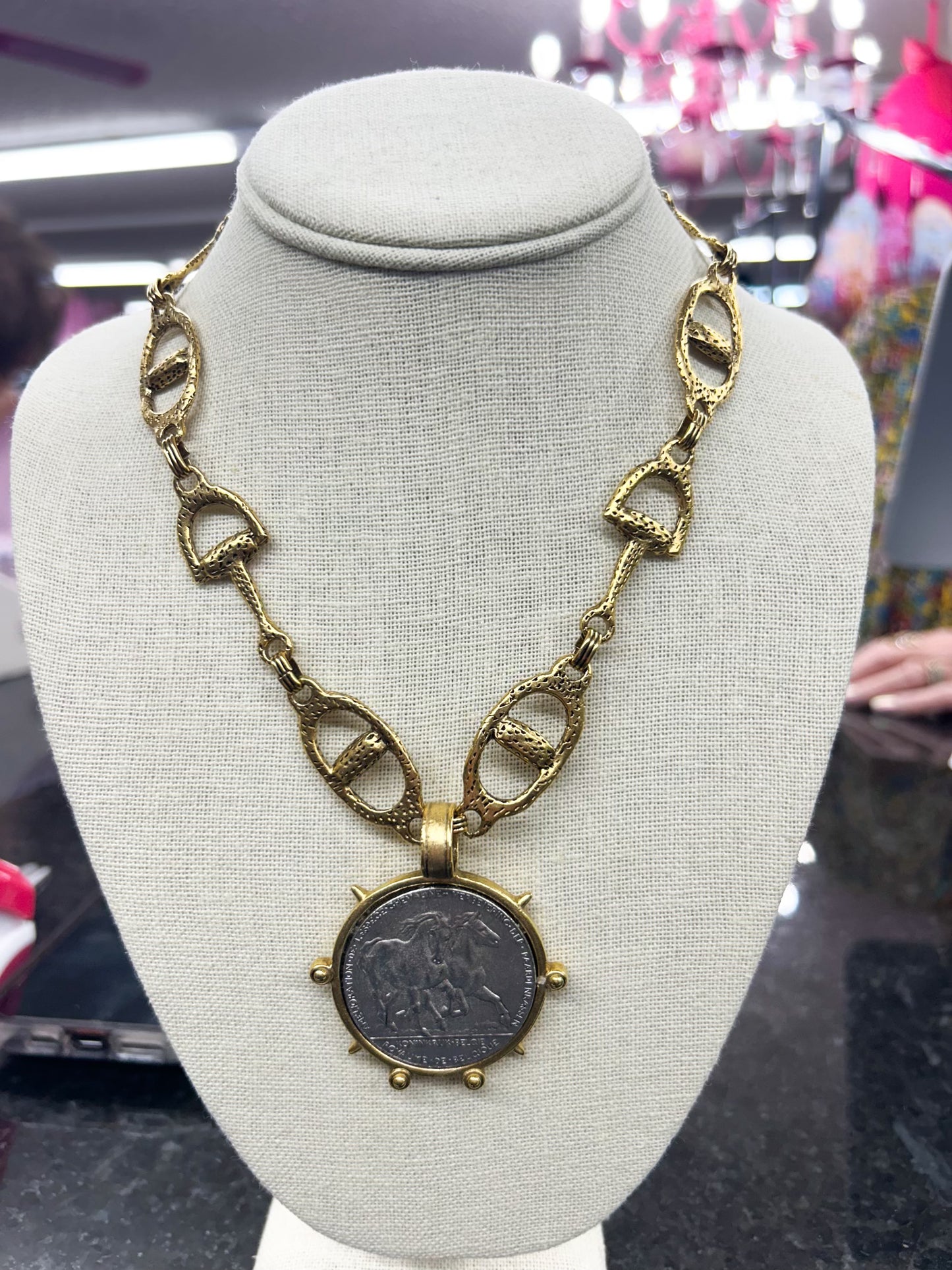 Horse Coin Flat Chain Necklace