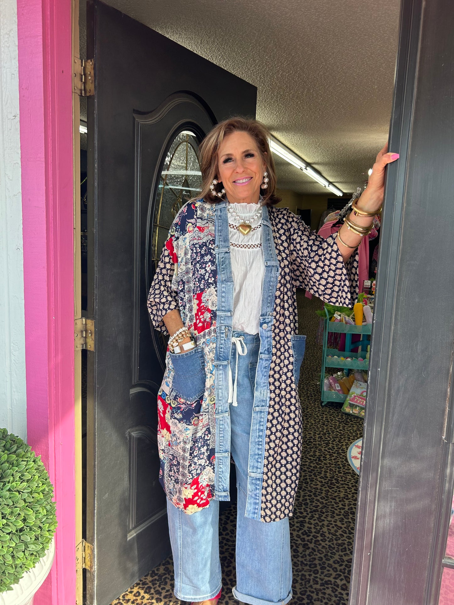 Janis Denim Mix Long Cardigan OS