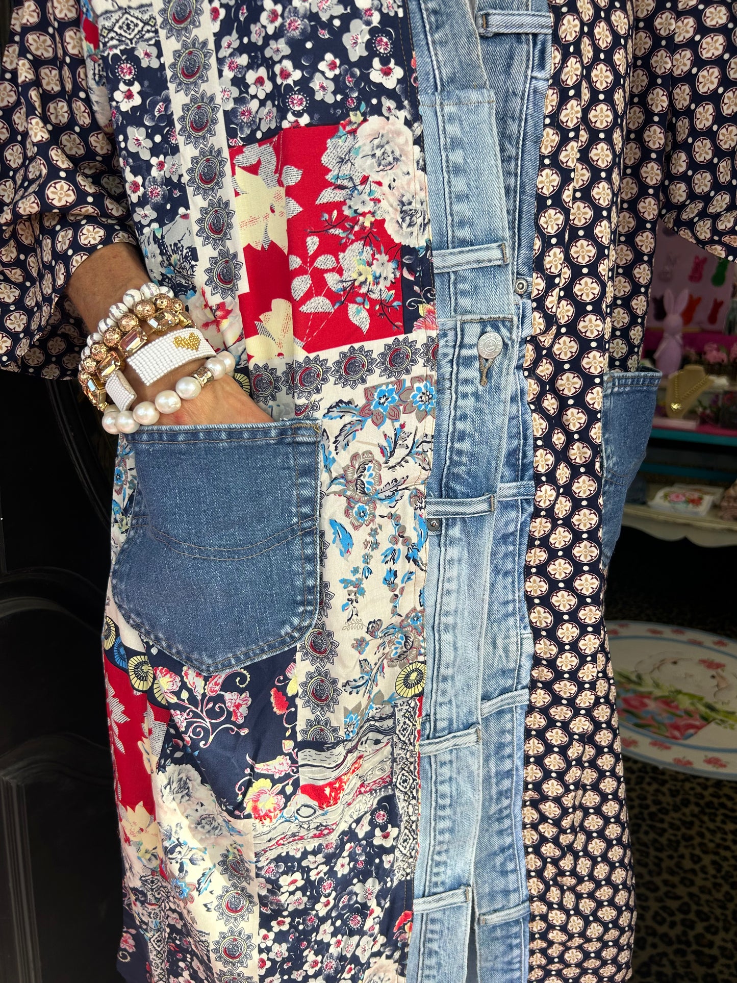 Janis Denim Mix Long Cardigan OS