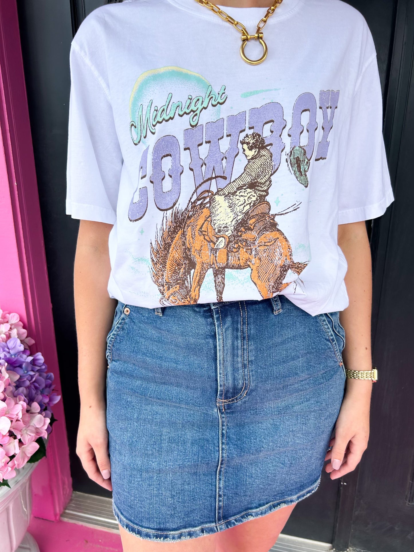 White Midnight Cowboy Tee