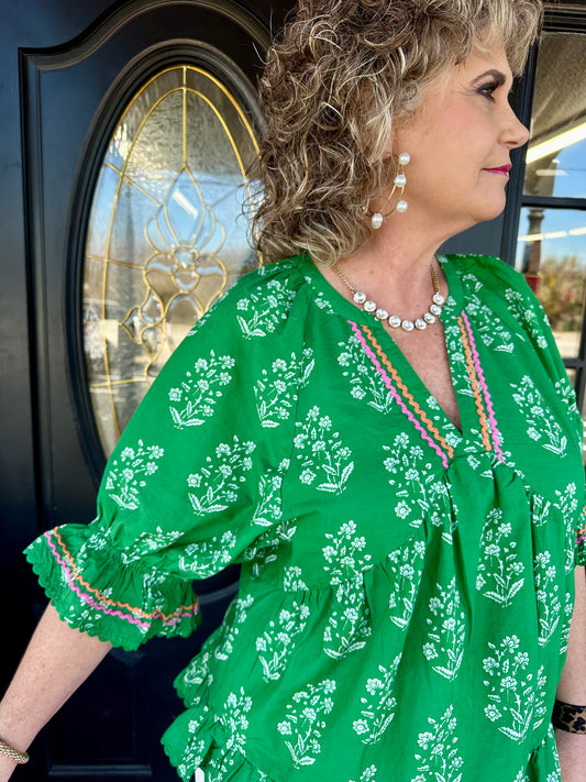 Green Flouncy Top