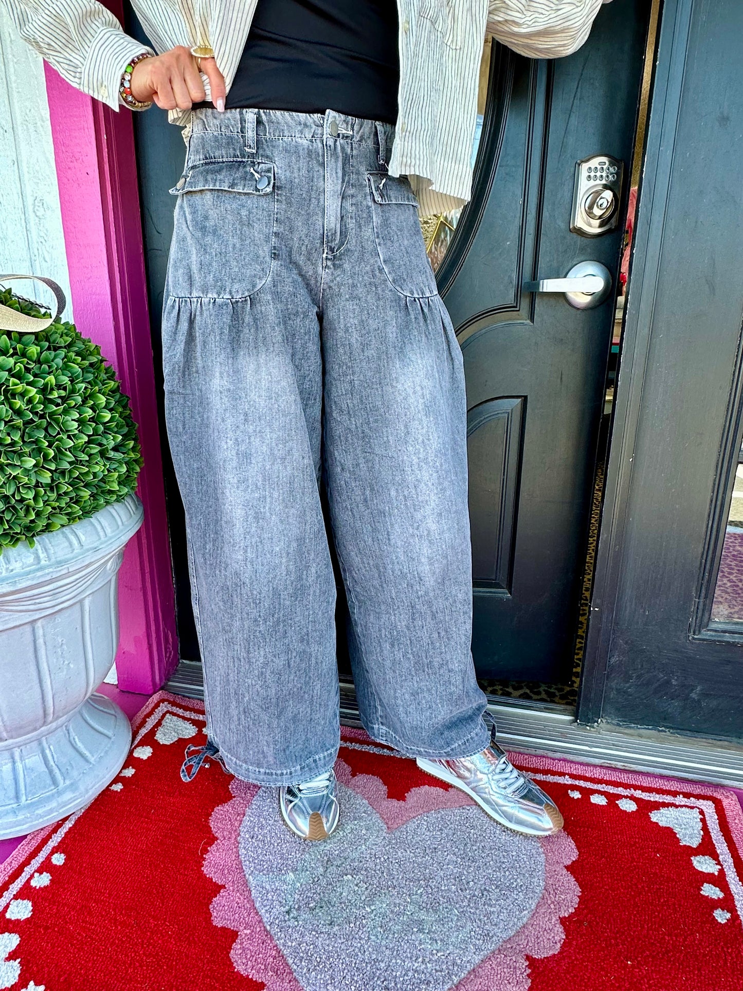 Black Pocket Aladin Denim Pant