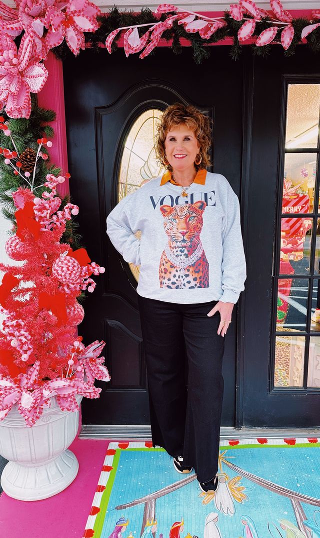 Gray Vogue Leopard Sweatshirt